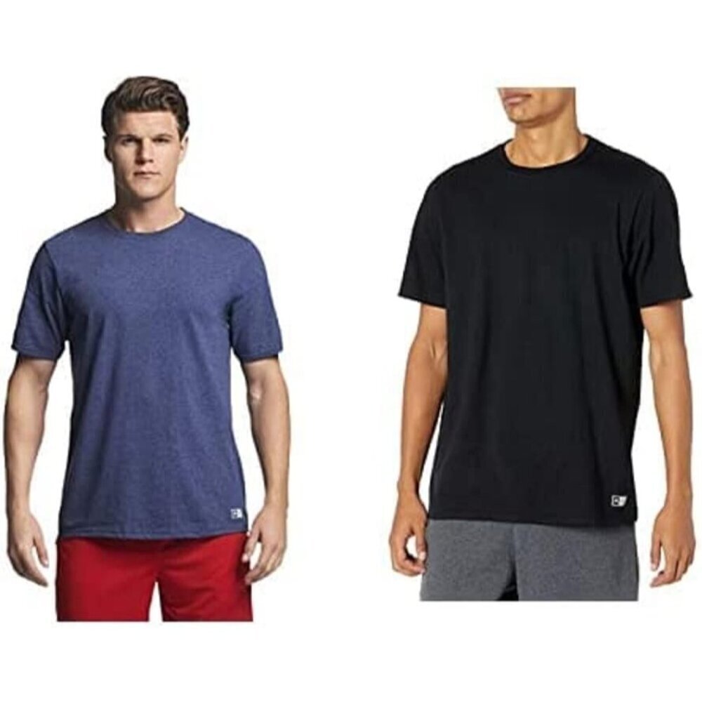 Men's Cotton Performance Short Sleeve T Shirt 2 Packs Black and Navy Small